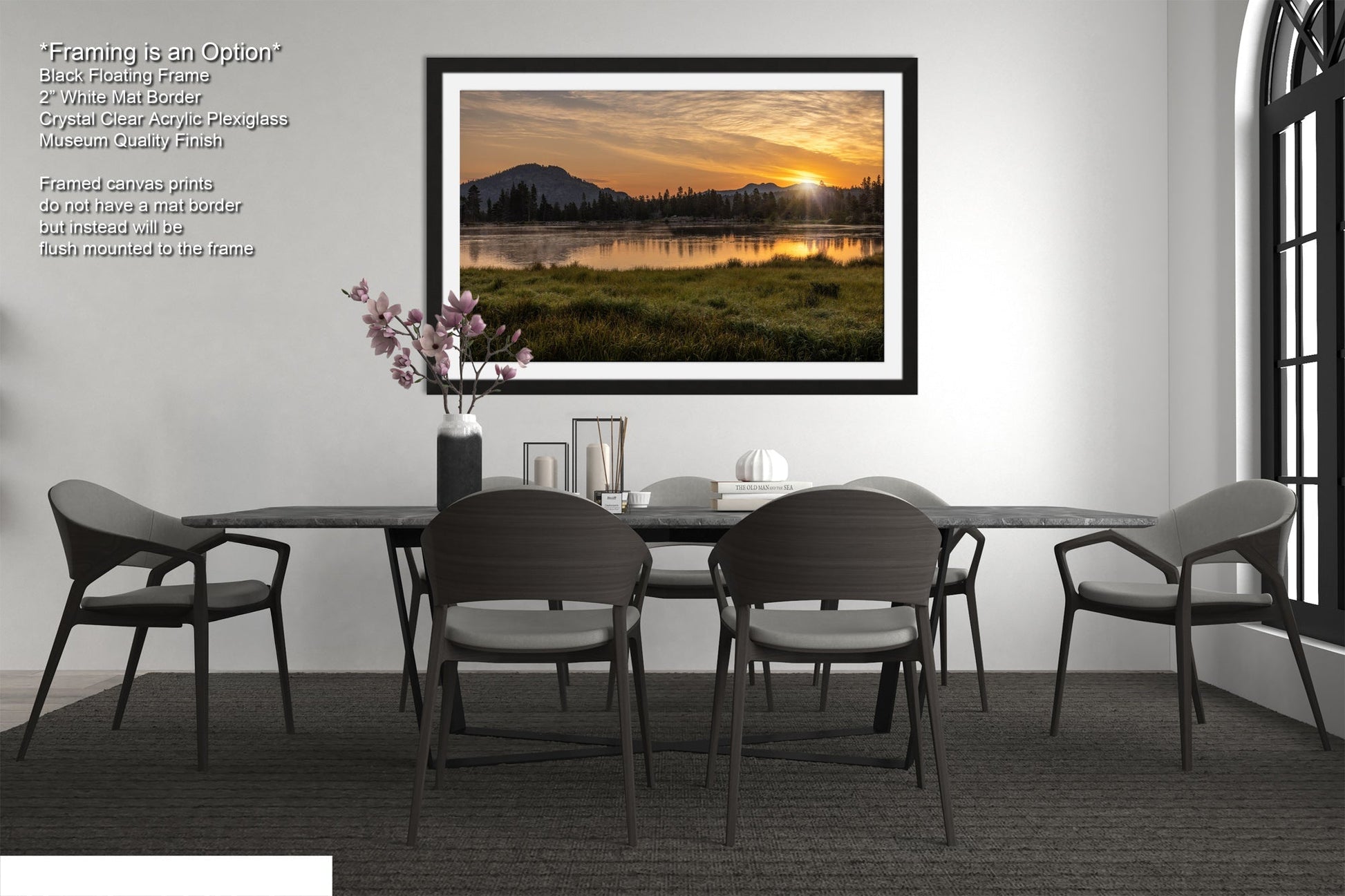 a picture of a dining room with a table and chairs