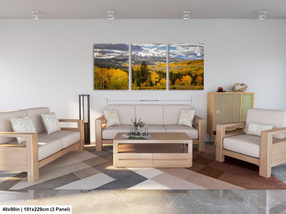 a living room filled with furniture and a painting on the wall