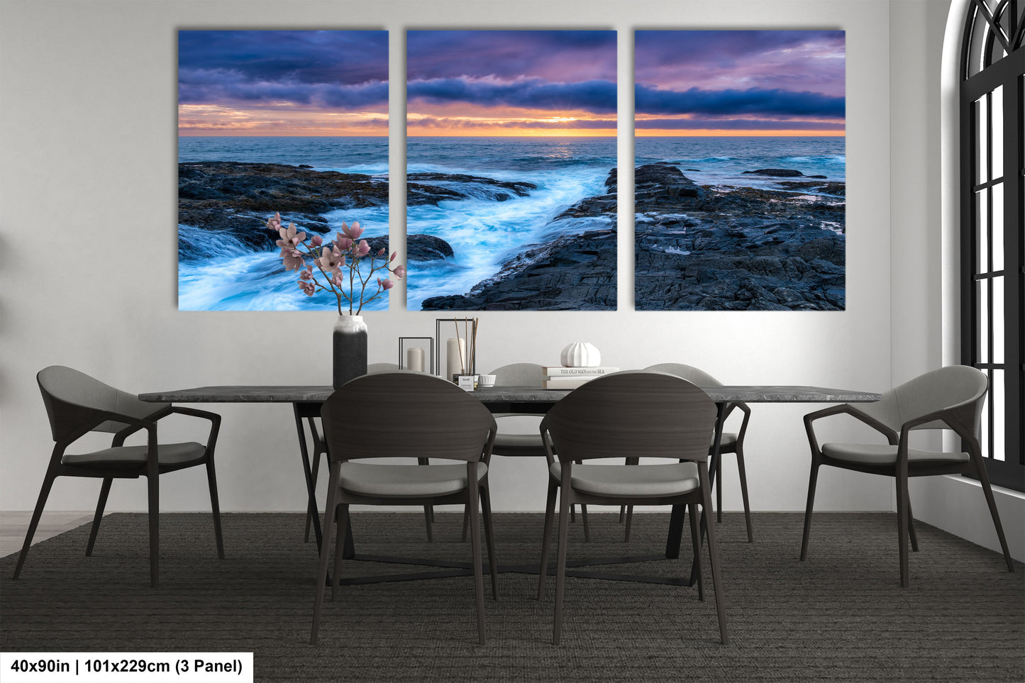 a dining room with a table and chairs