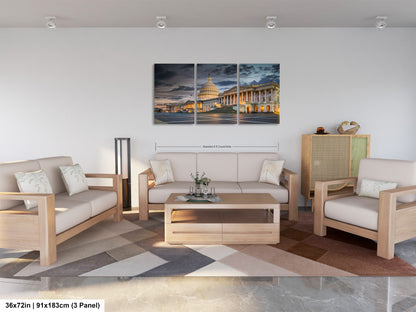 a living room filled with furniture and a painting on the wall