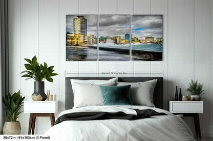 a bedroom scene with focus on the bed