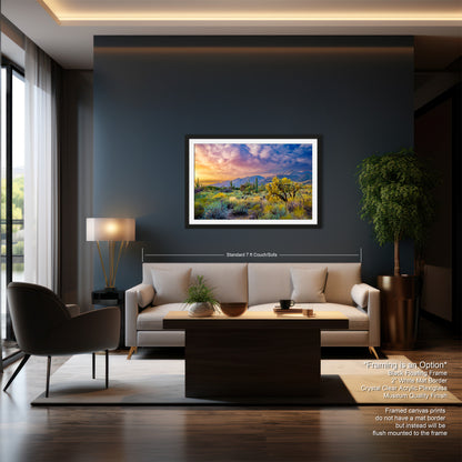 a living room with a couch a chair and a painting on the wall