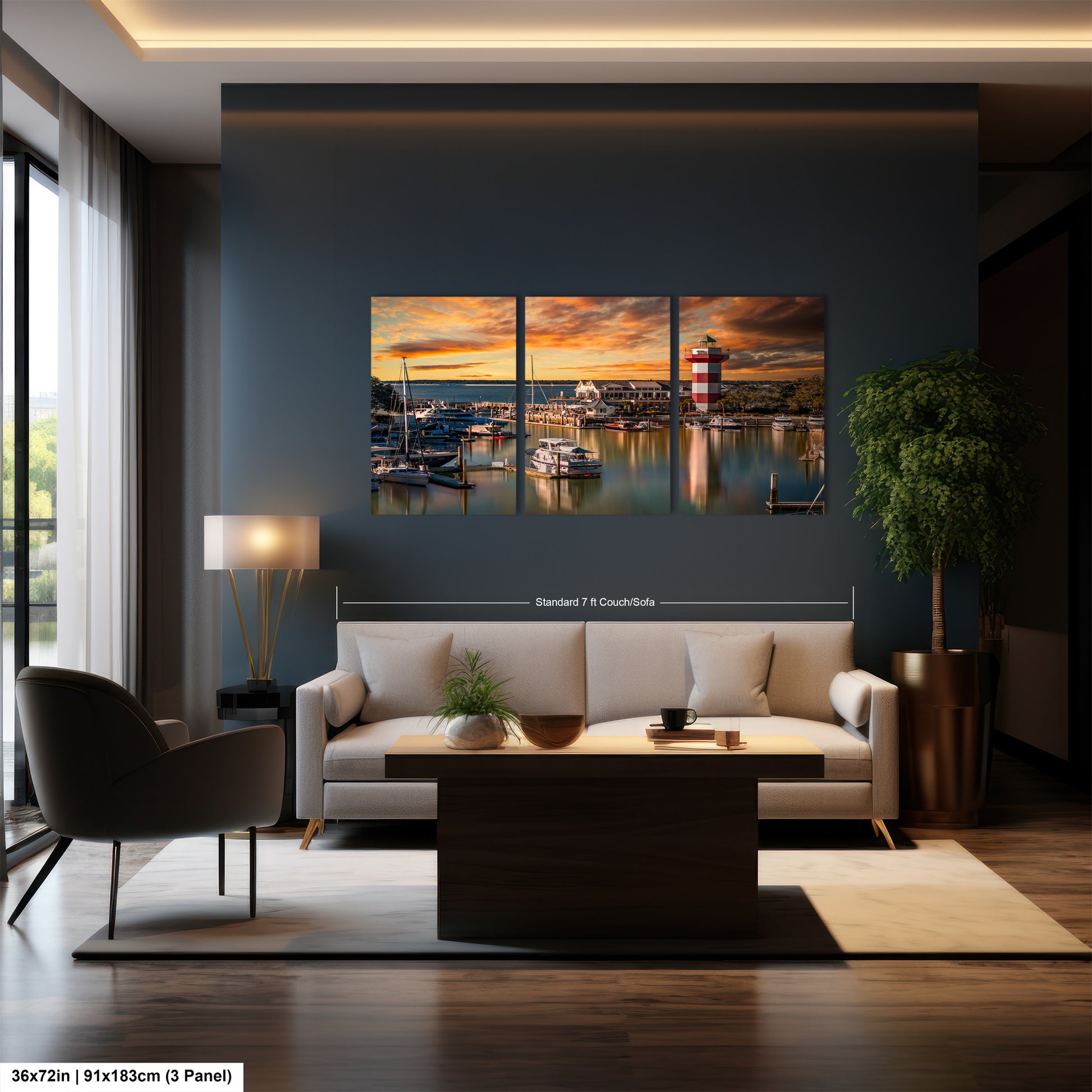 a living room filled with furniture and a painting on the wall