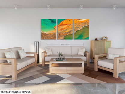 a living room filled with furniture and a painting on the wall