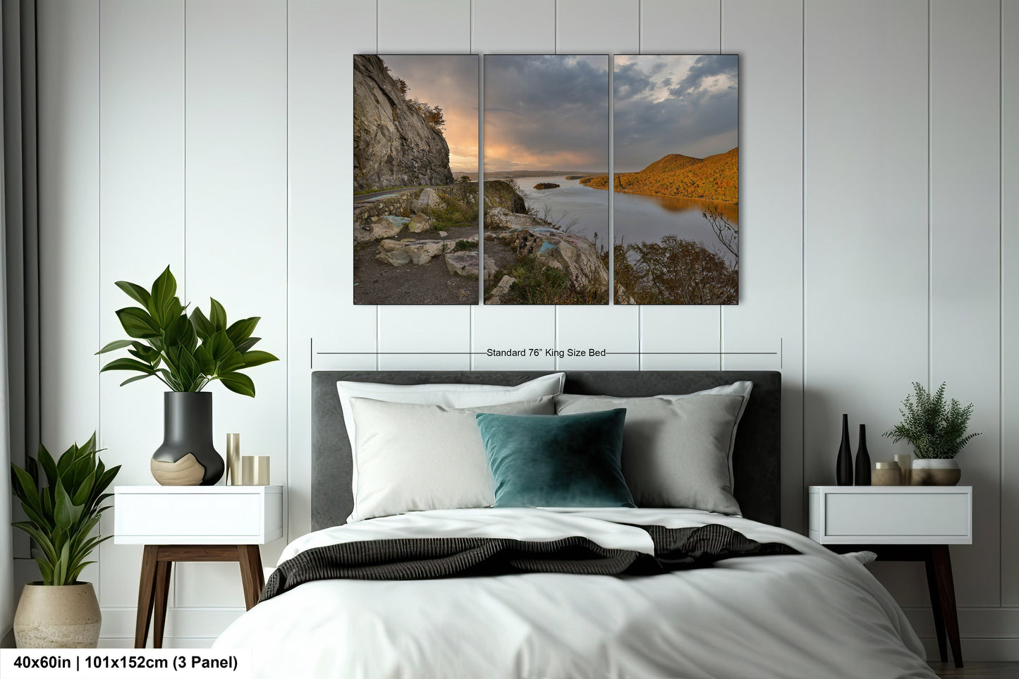 a bedroom scene with focus on the bed