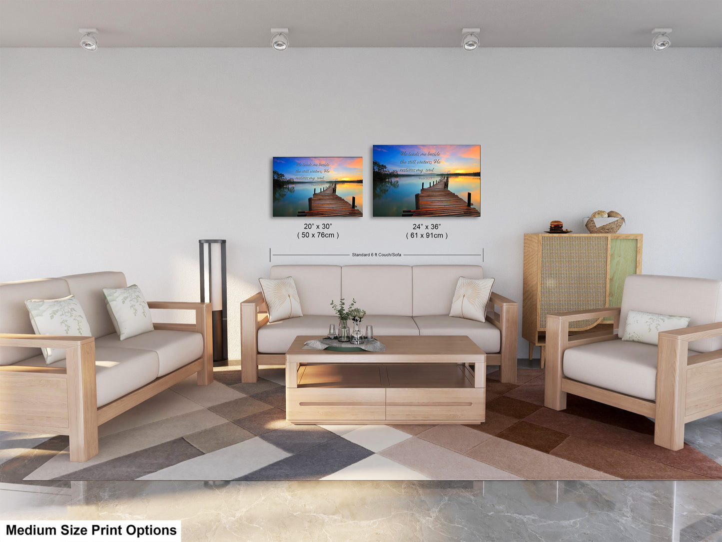 a living room filled with furniture and a painting on the wall