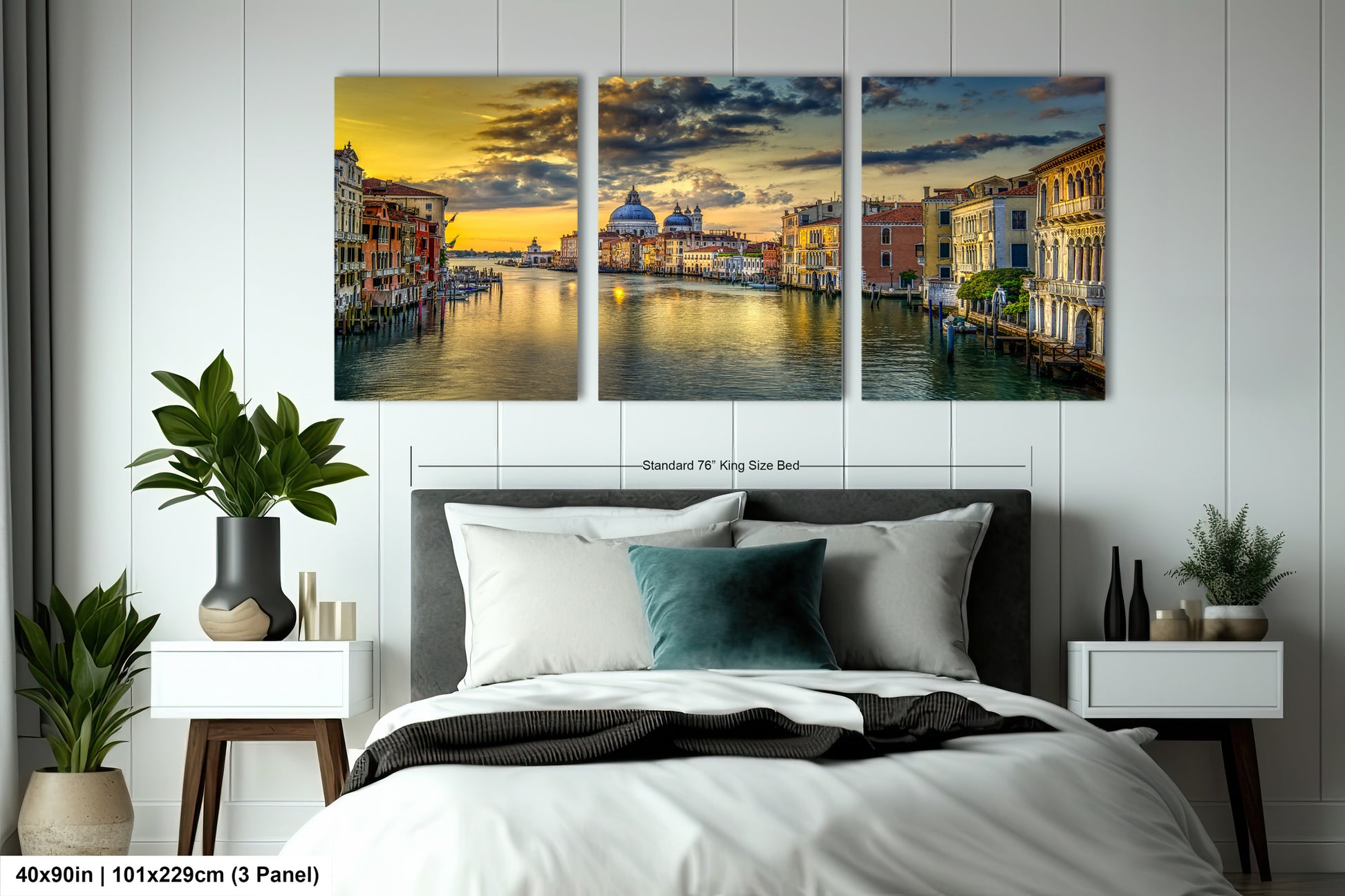 a bedroom scene with focus on the bed