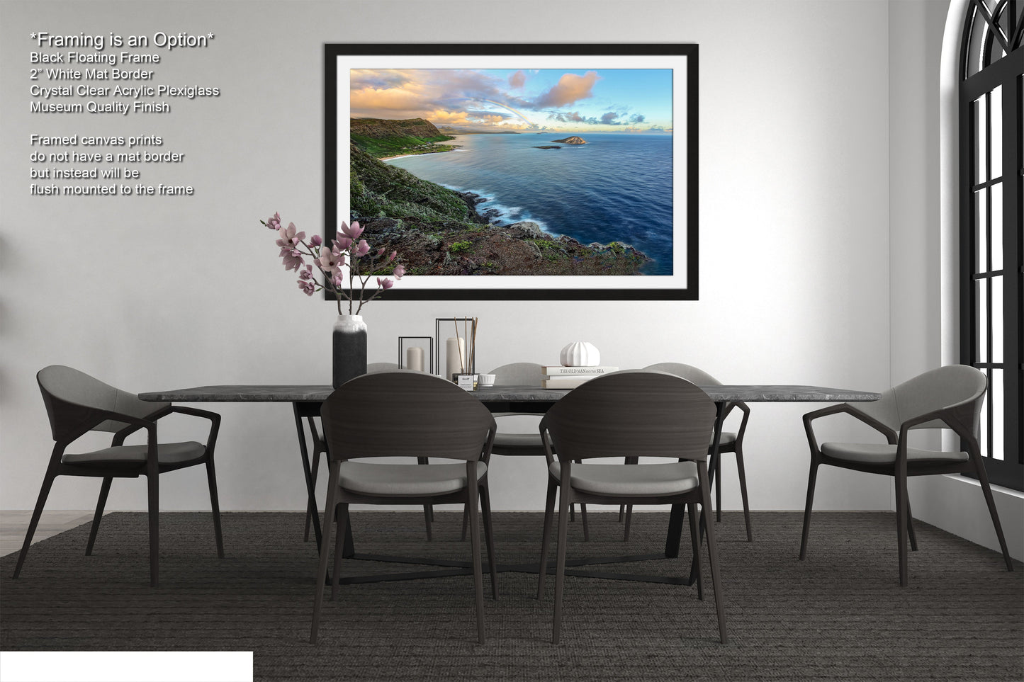 a picture of a dining room with a table and chairs