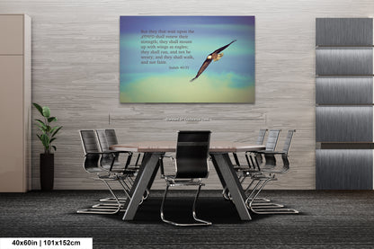 a picture of a bird flying over a table