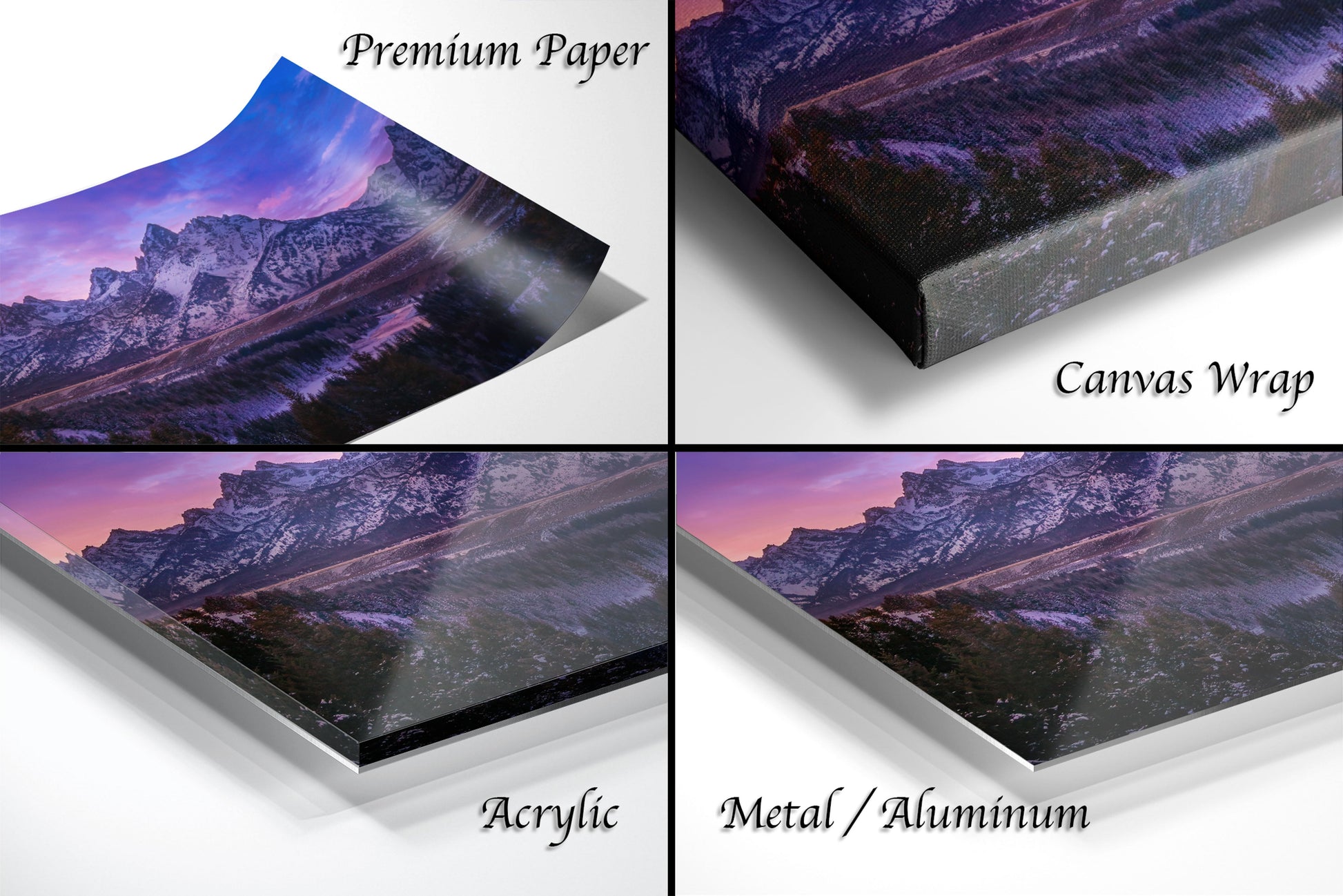 a series of photos of a mountain range