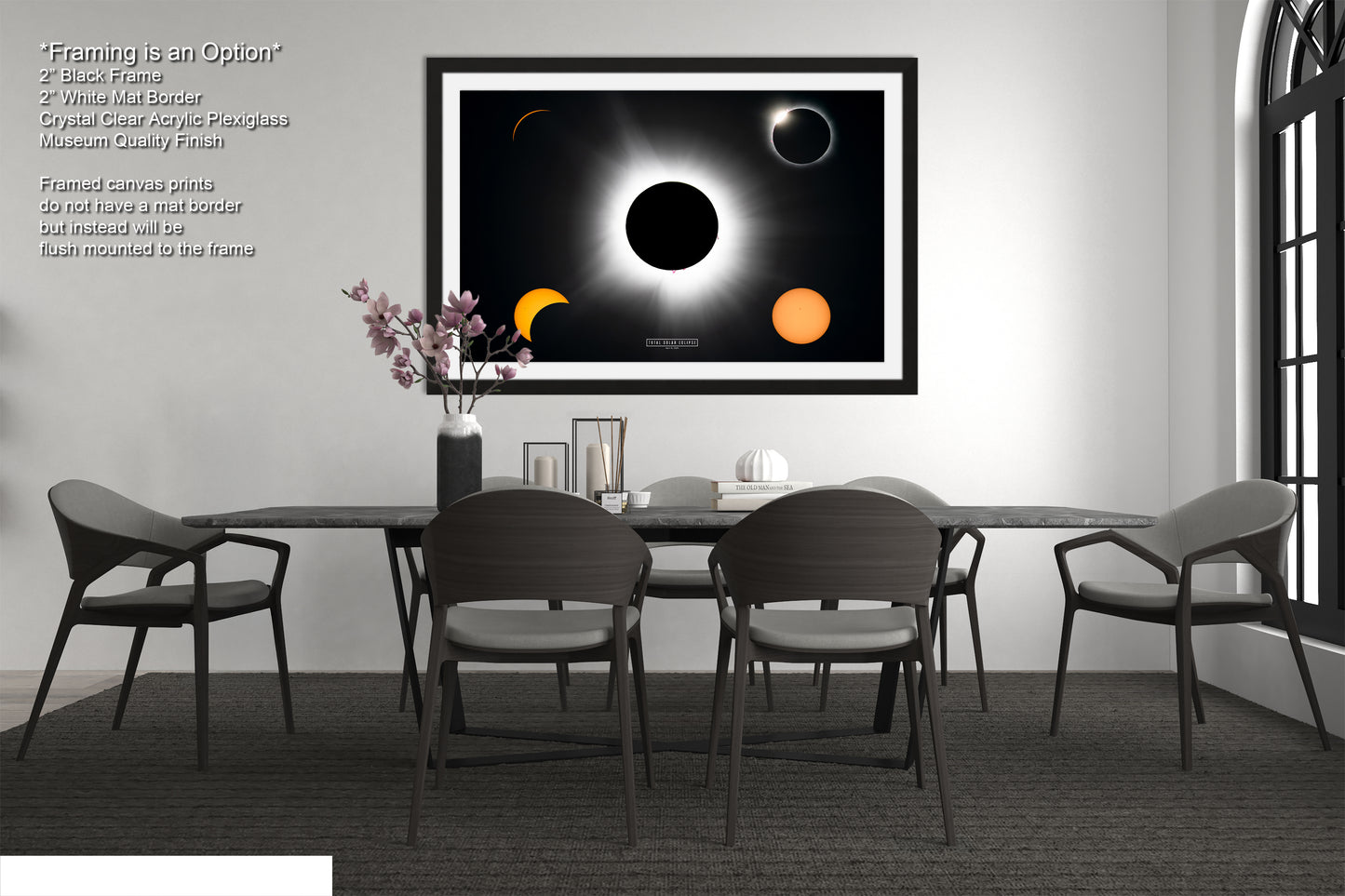a picture of a dining room with a table and chairs