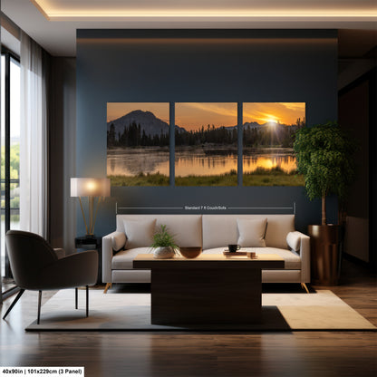 a living room filled with furniture and a painting on the wall