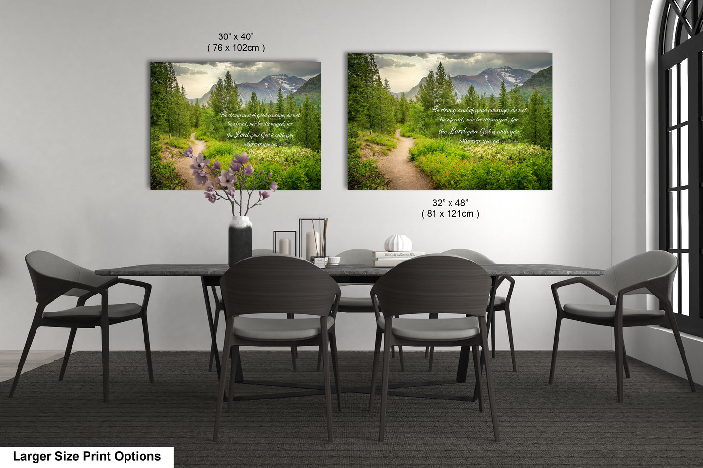a dining room with a table and chairs