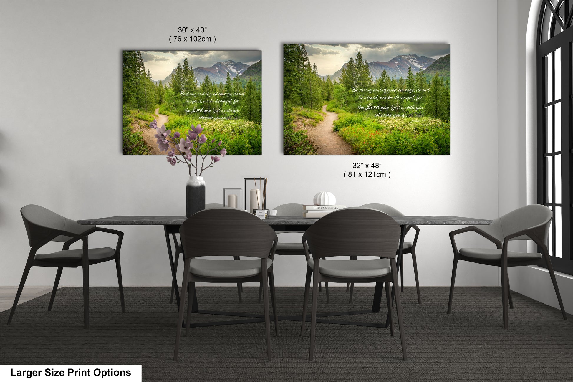 a dining room with a table and chairs