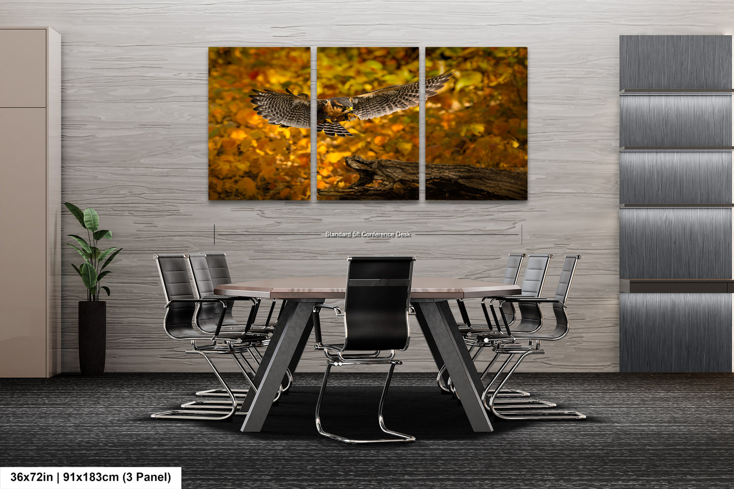 a table and chairs in a room with a painting on the wall