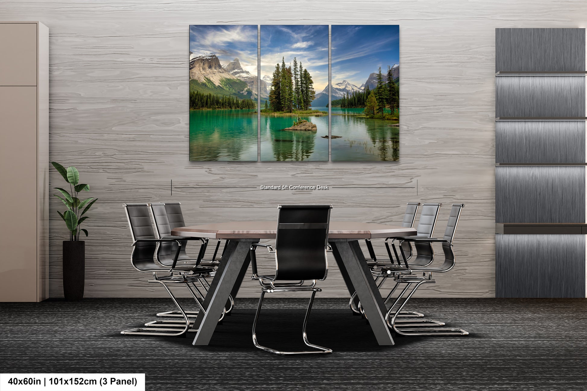 a dining room table with chairs and a painting on the wall