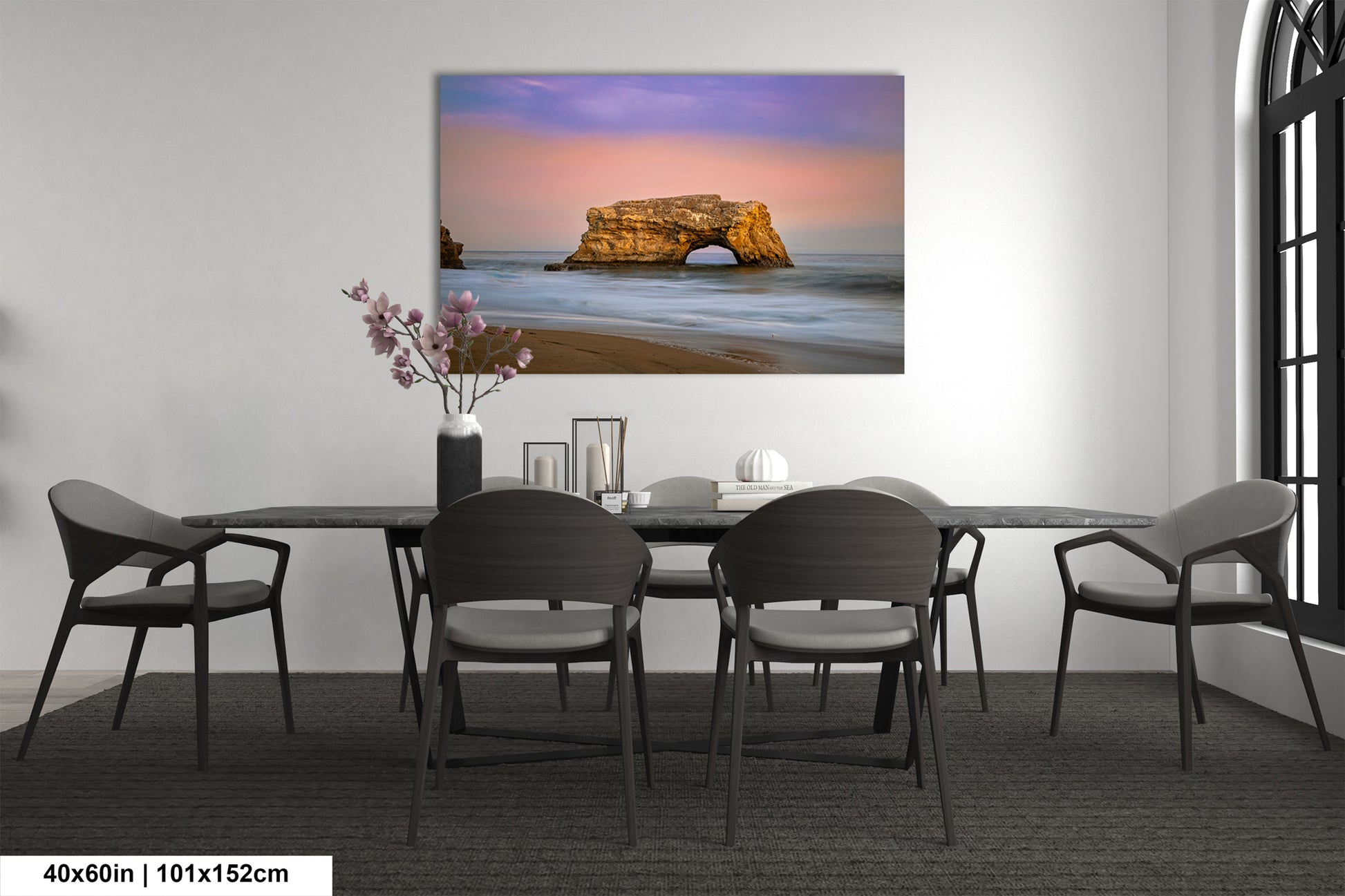 a dining room with a table and chairs