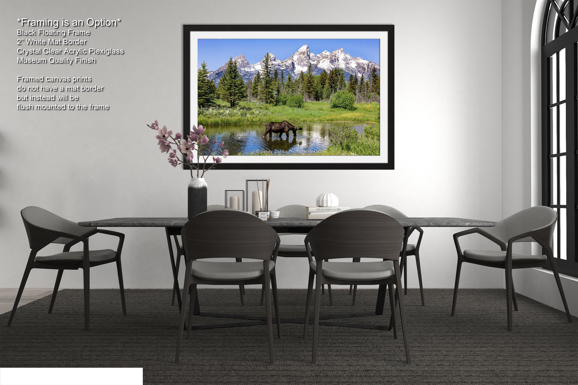 a picture of a dining room with a table and chairs