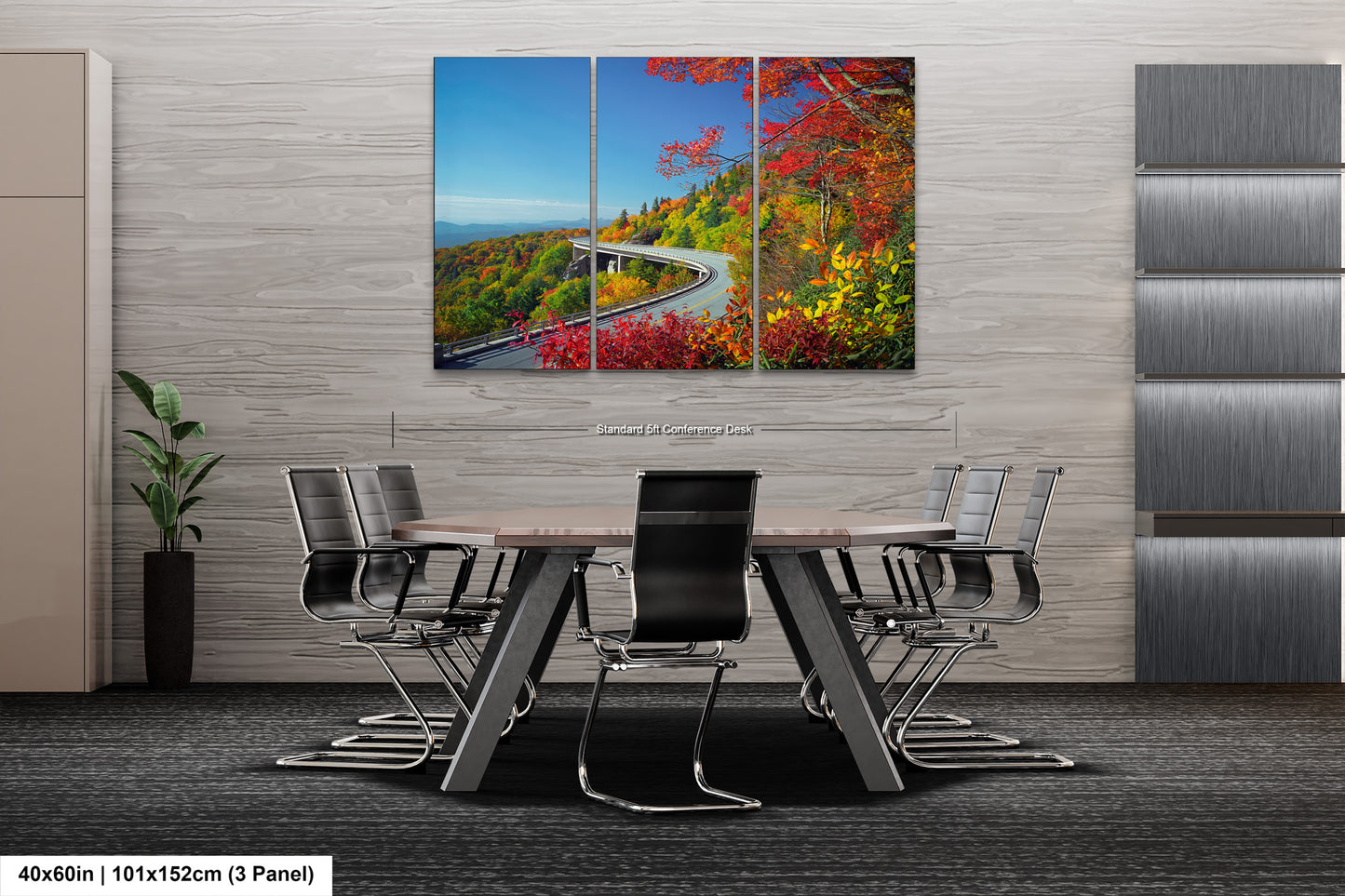 a painting of a road going through a forest
