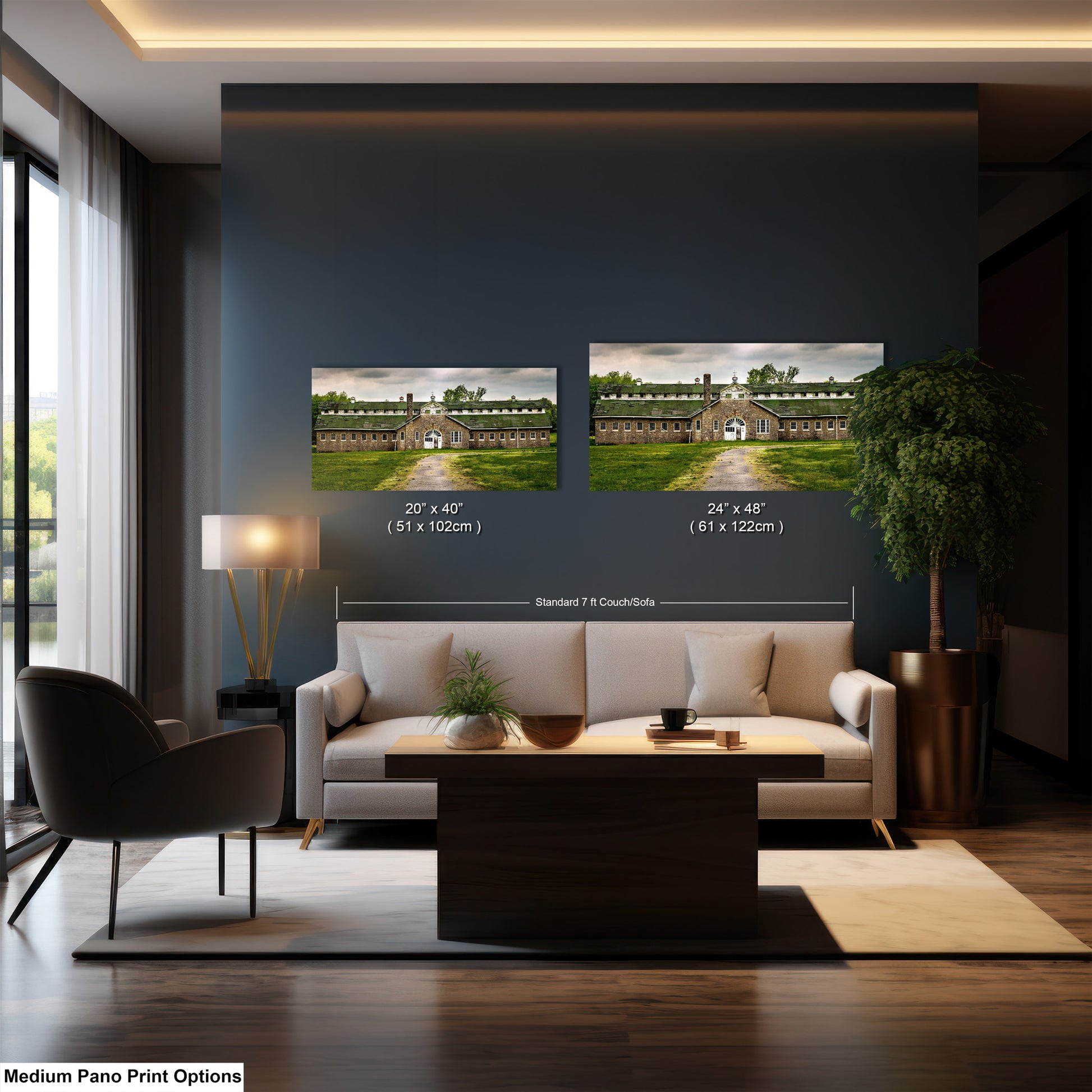 a living room with a couch and a table