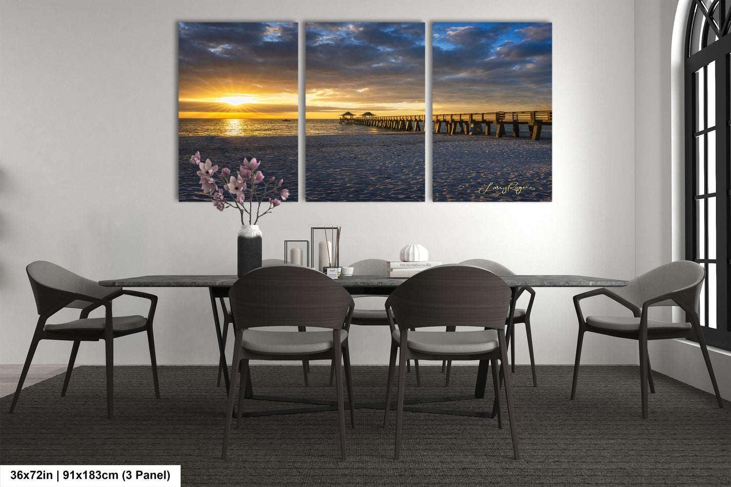 a dining room with a table and chairs