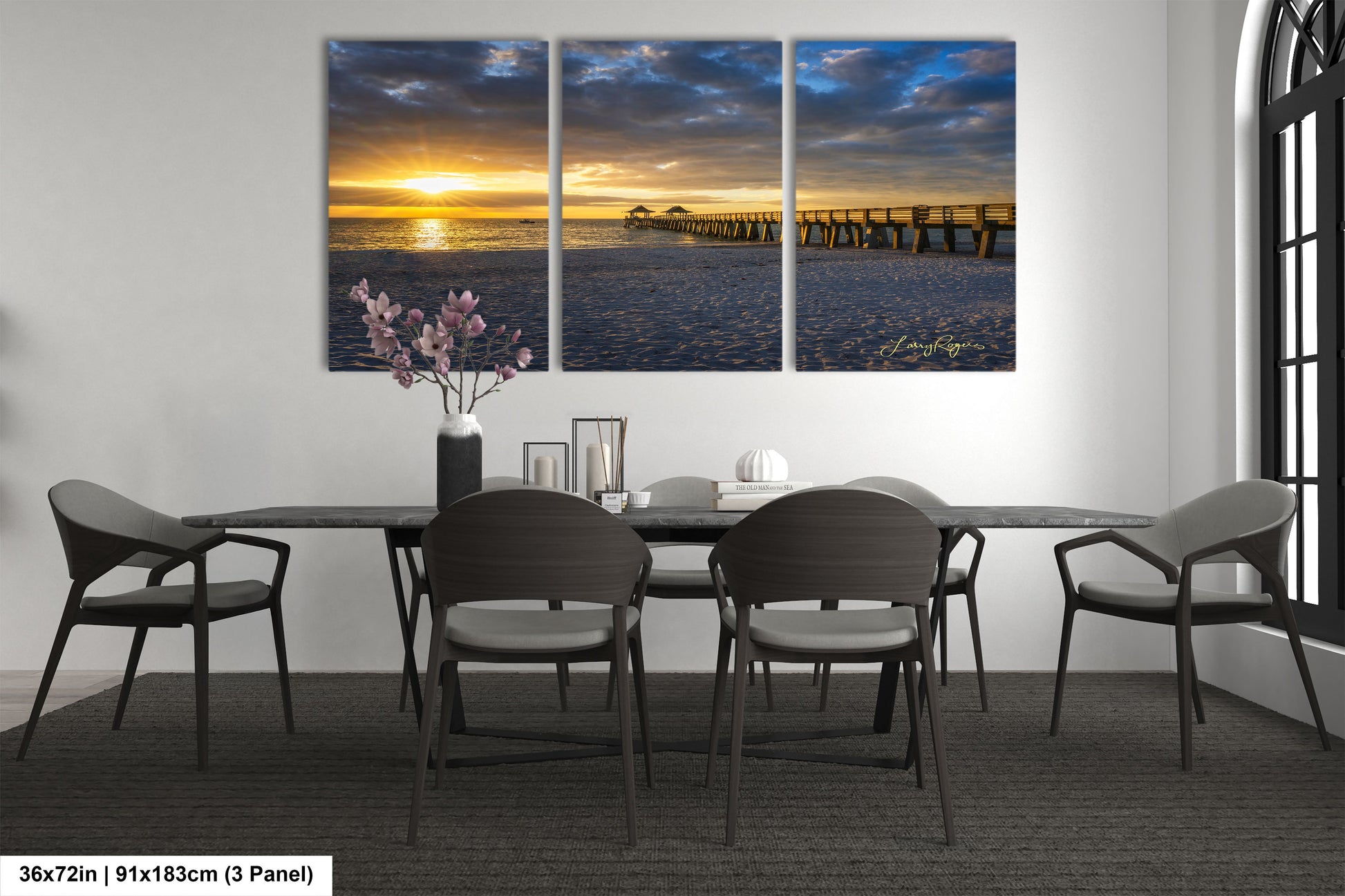 a dining room with a table and chairs