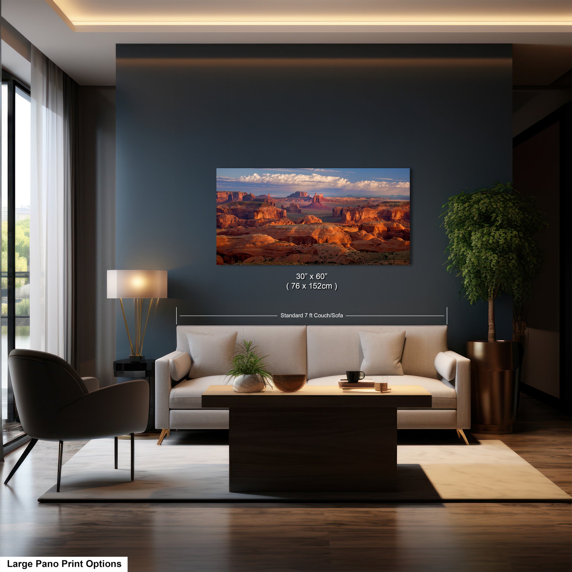 a living room filled with furniture and a painting on the wall