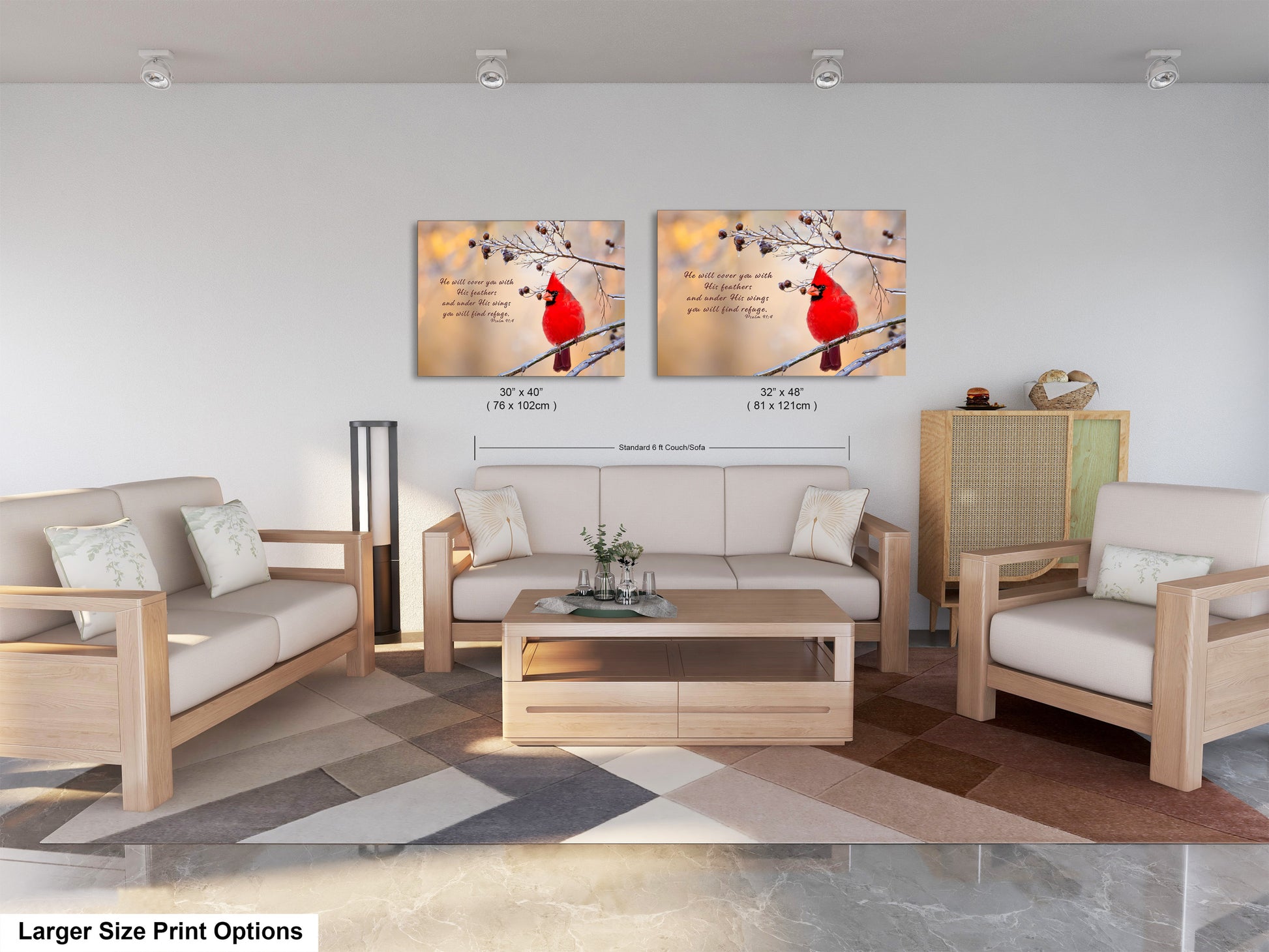 a living room filled with furniture and a painting on the wall