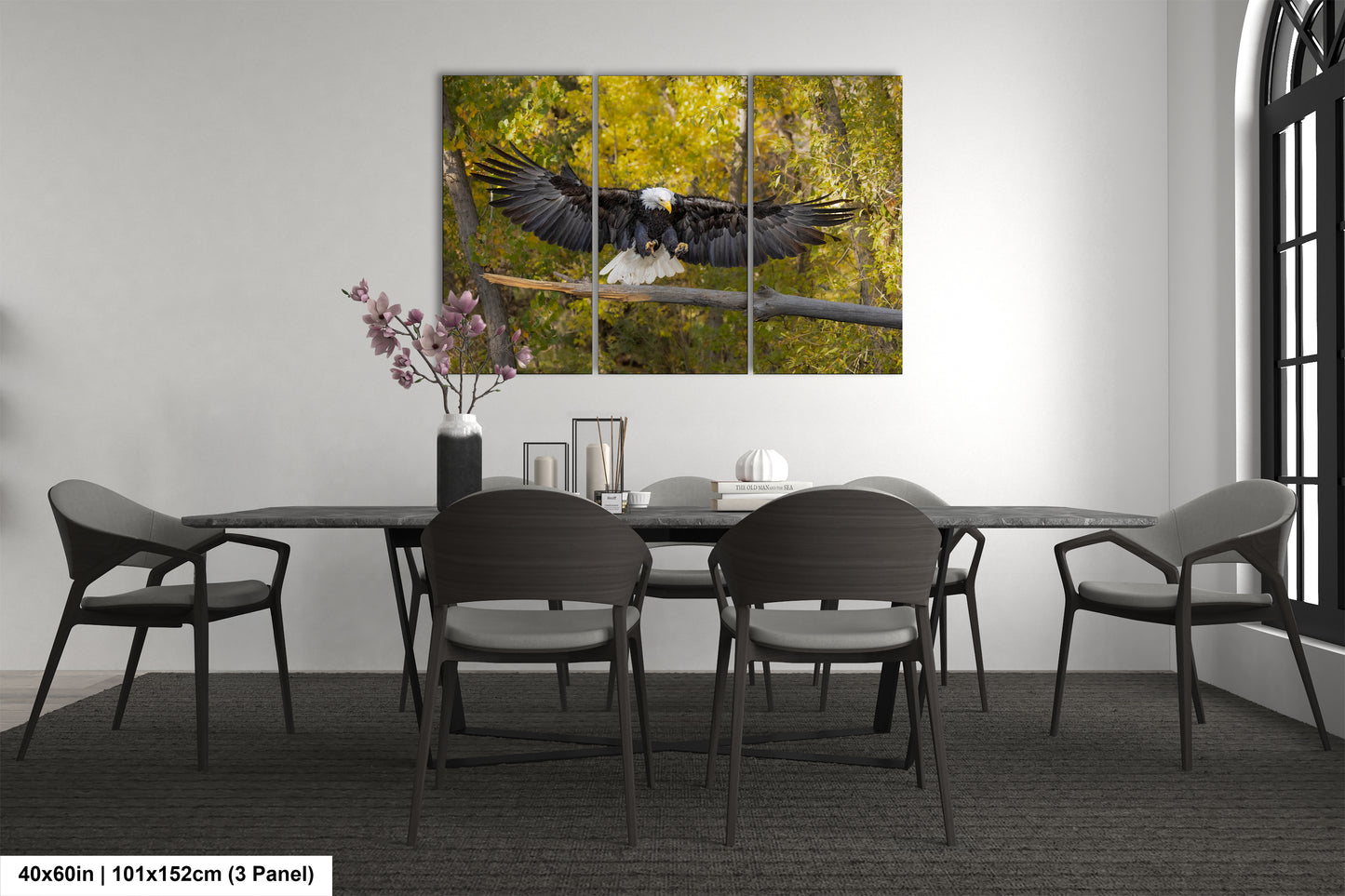 a table with chairs and a table with a bird on it