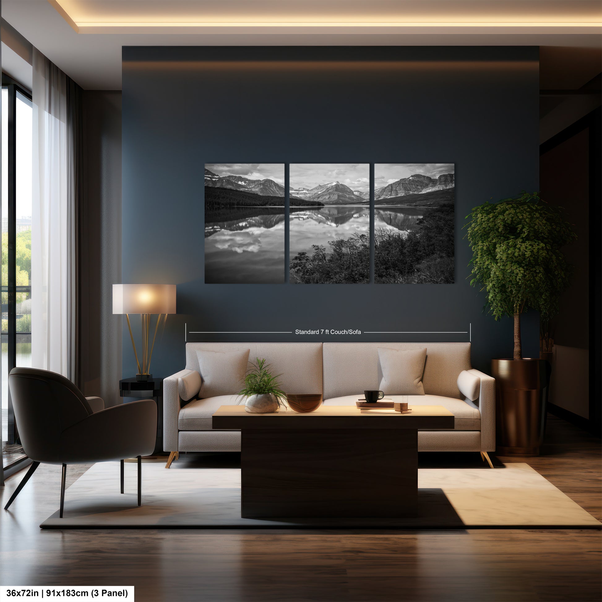 a black and white photo of a living room