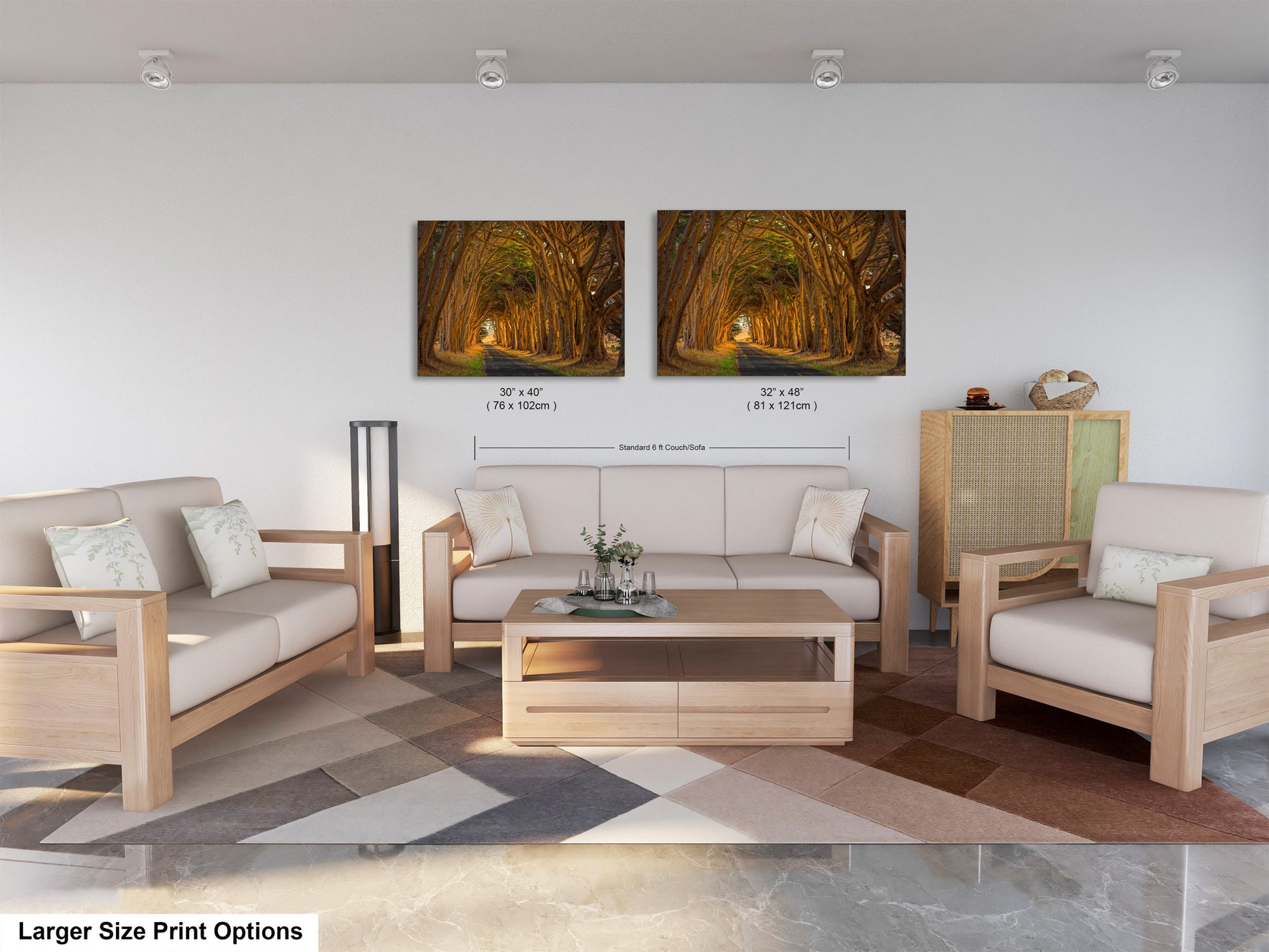 a living room with two couches and a coffee table
