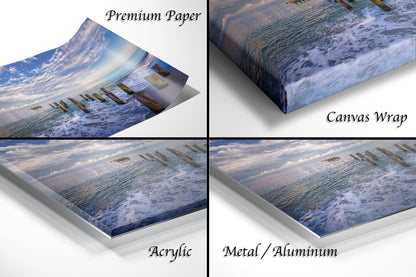 a series of four photos of the ocean