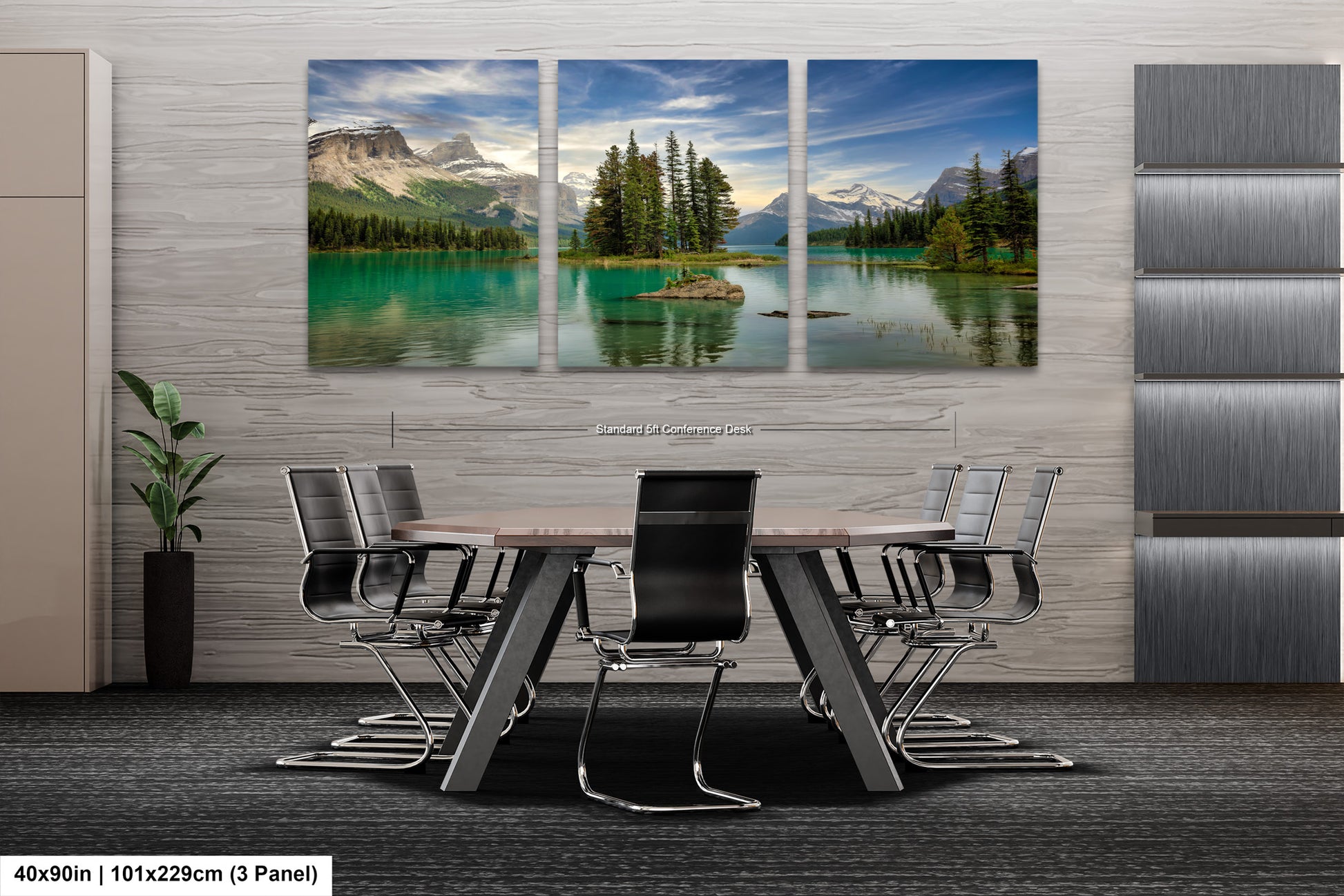 a dining room table with chairs and a painting on the wall