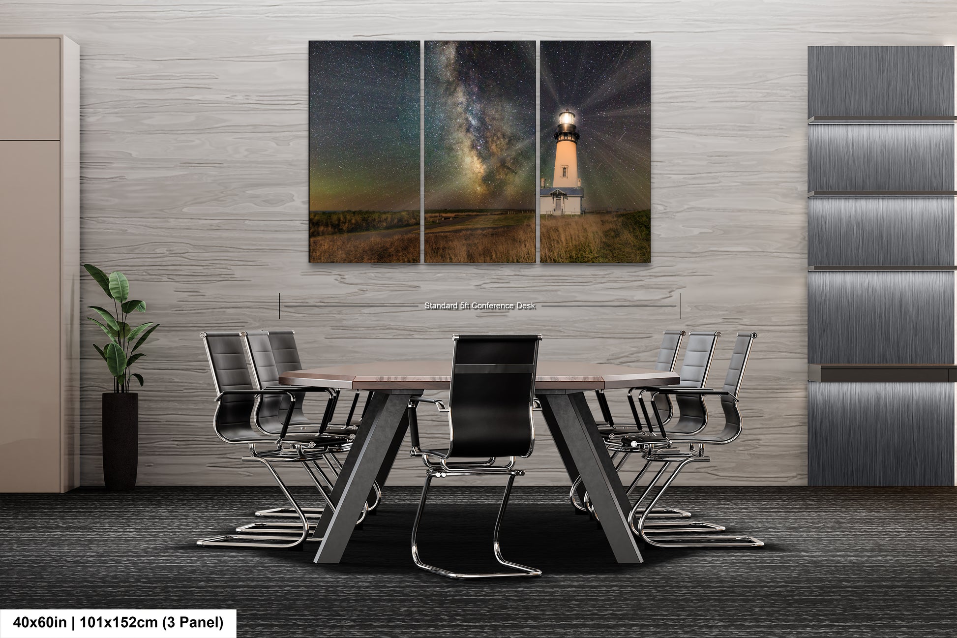 a table with chairs and a light house on it