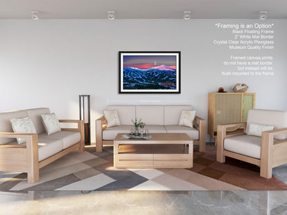 a living room filled with furniture and a painting on the wall