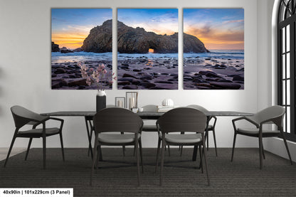 a dining room with a table and chairs
