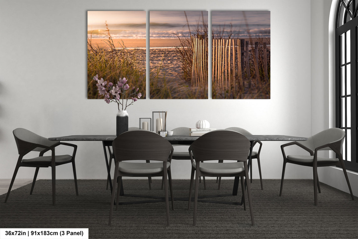 a dining room with a table and chairs