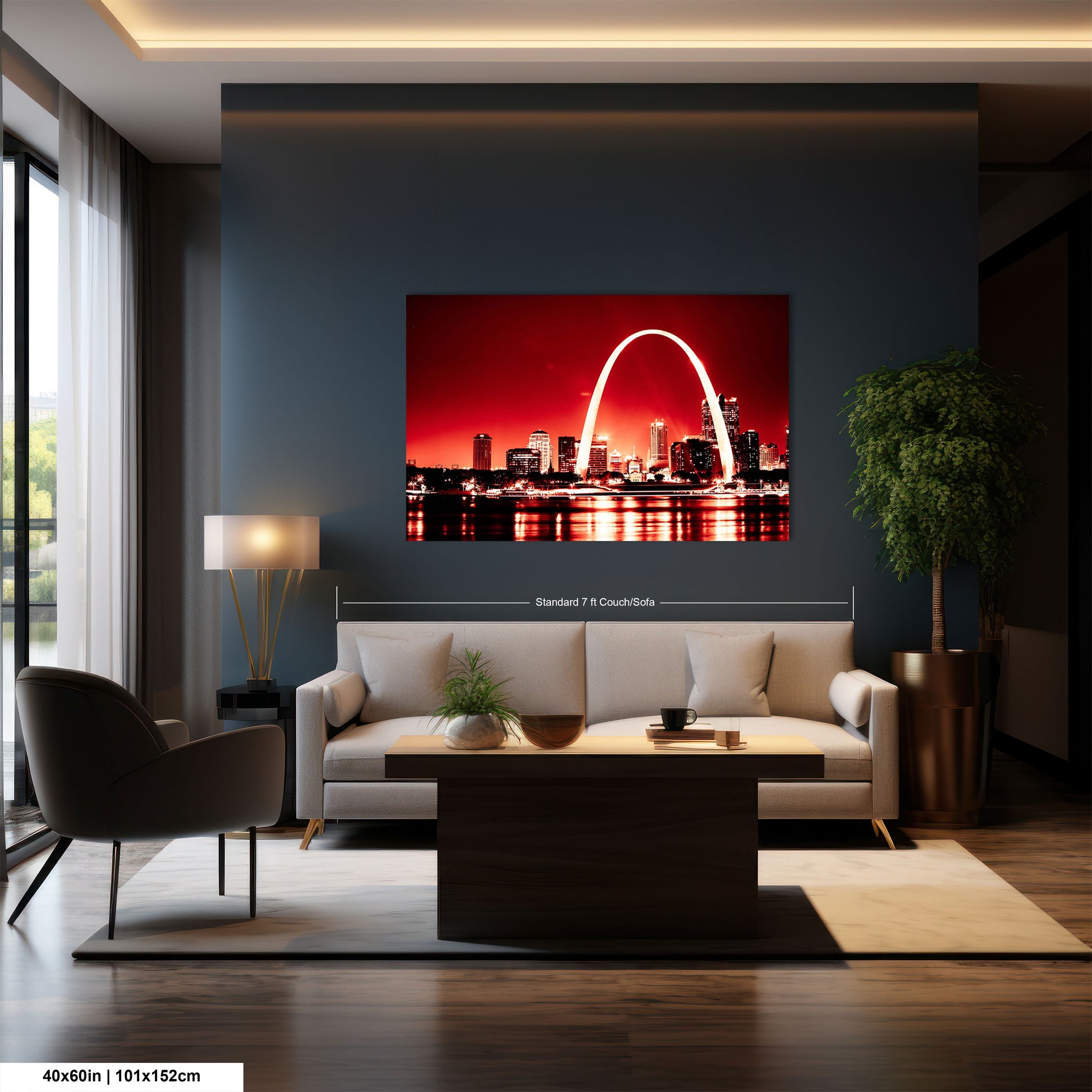 a living room filled with furniture and a painting on the wall