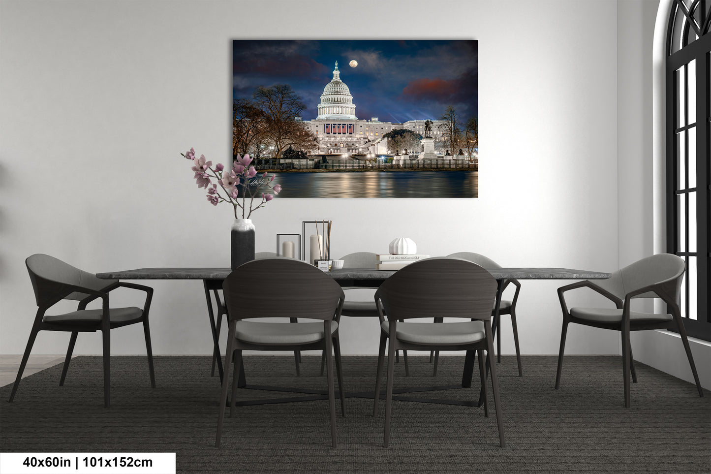 a picture of the capitol building taken from across the room