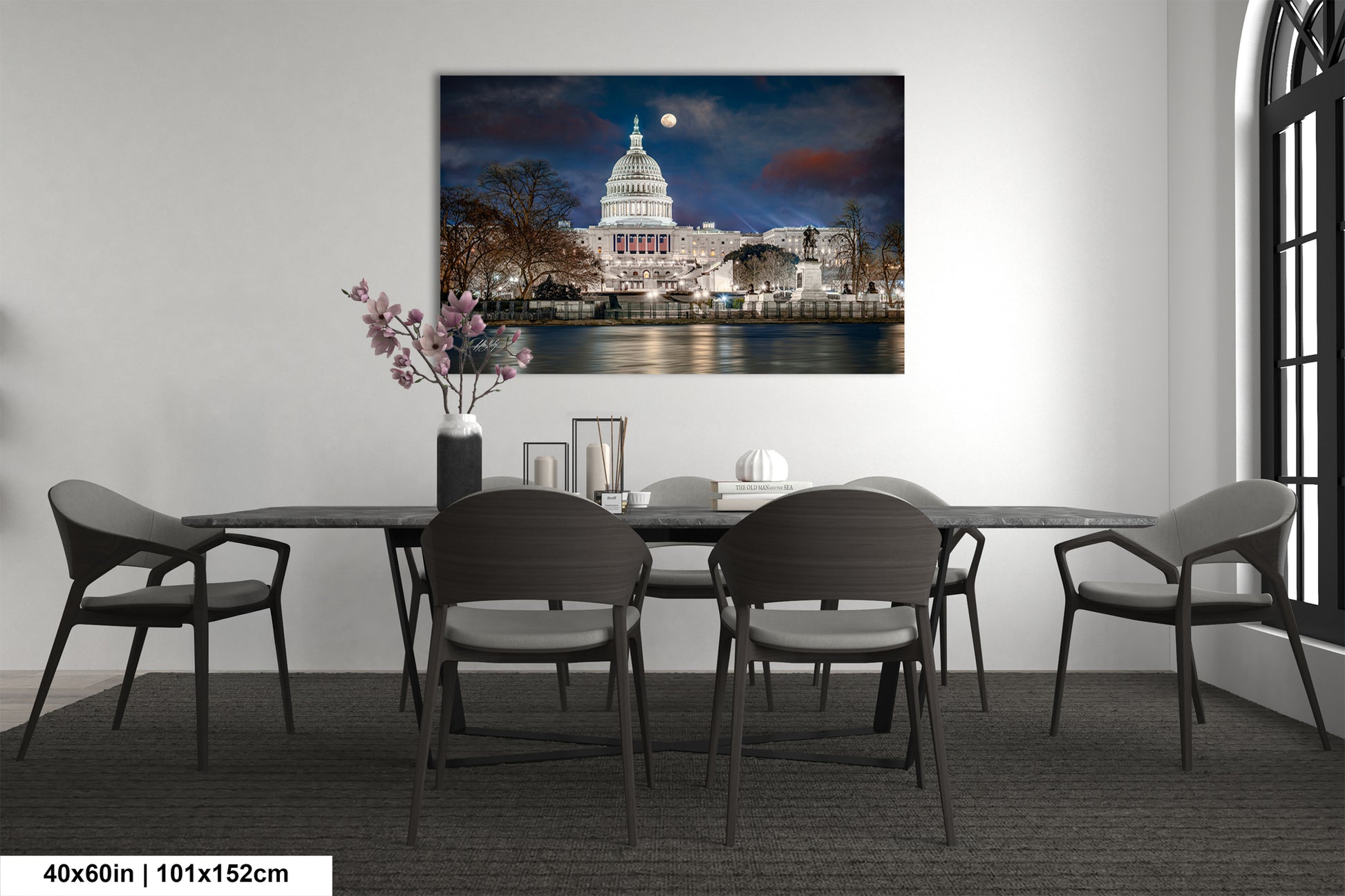 a picture of the capitol building taken from across the room