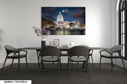a picture of the capitol building taken from across the room