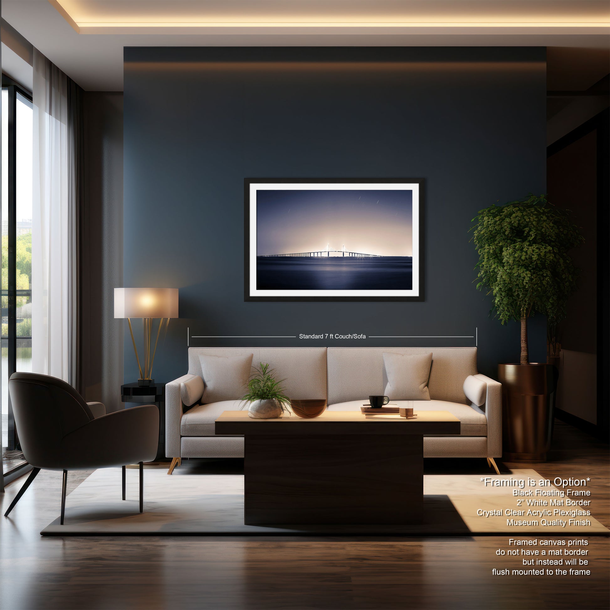 a living room filled with furniture and a painting on the wall