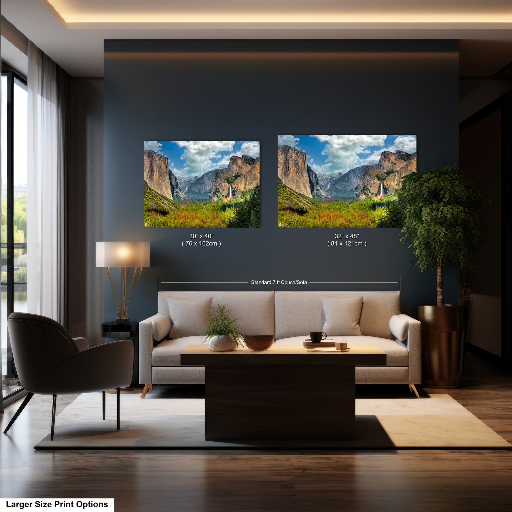 a living room filled with furniture and a painting on the wall