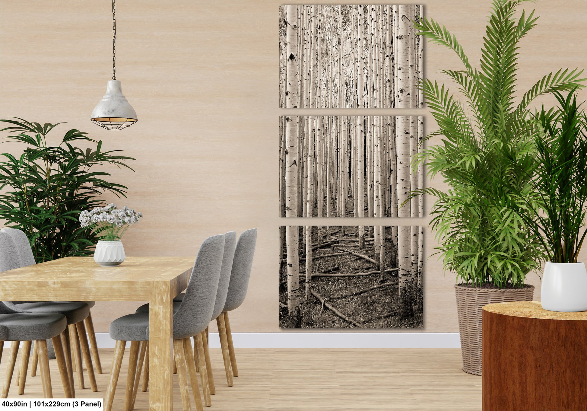 a dining room with a table and chairs