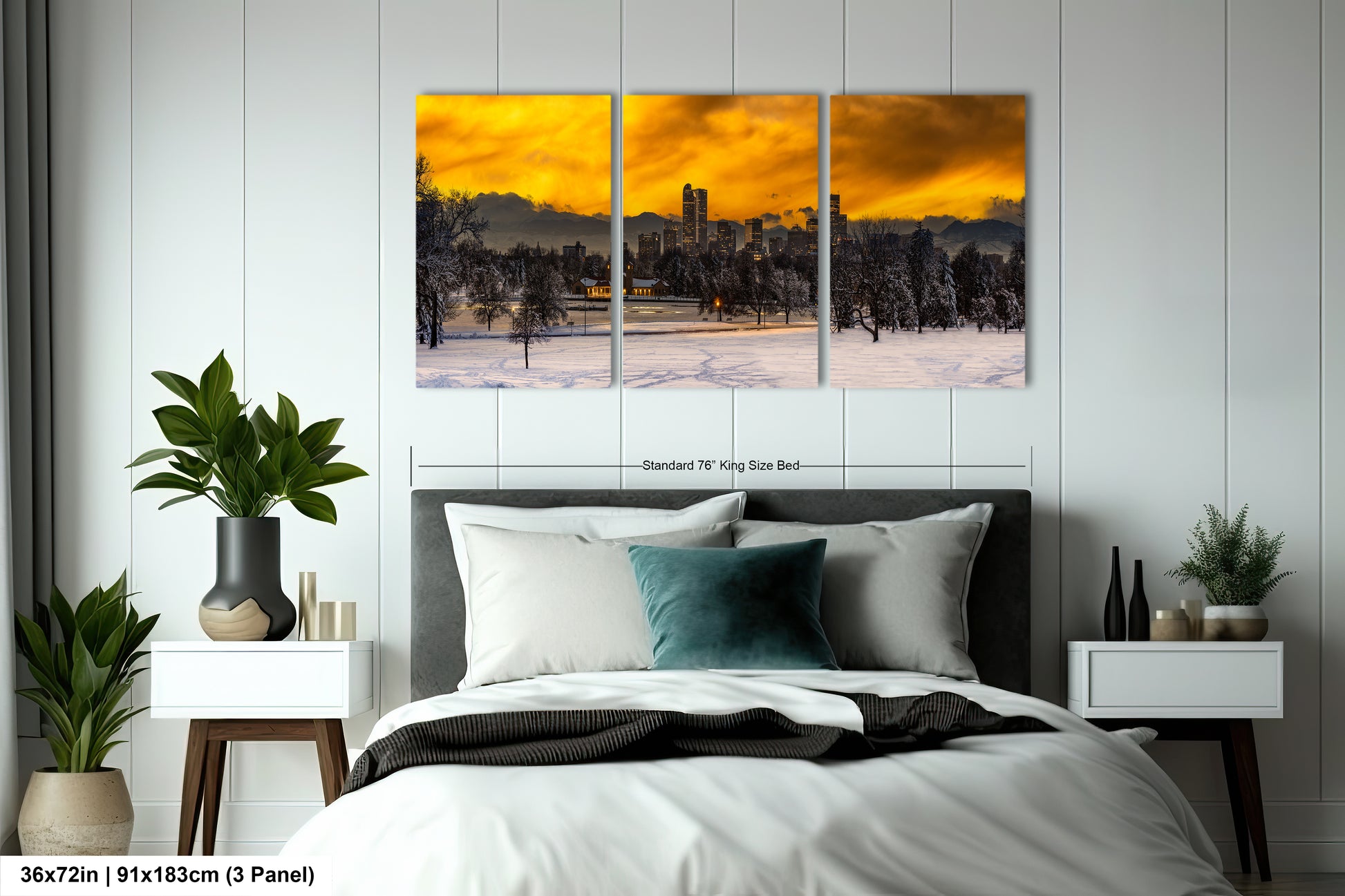 a bedroom scene with focus on the bed