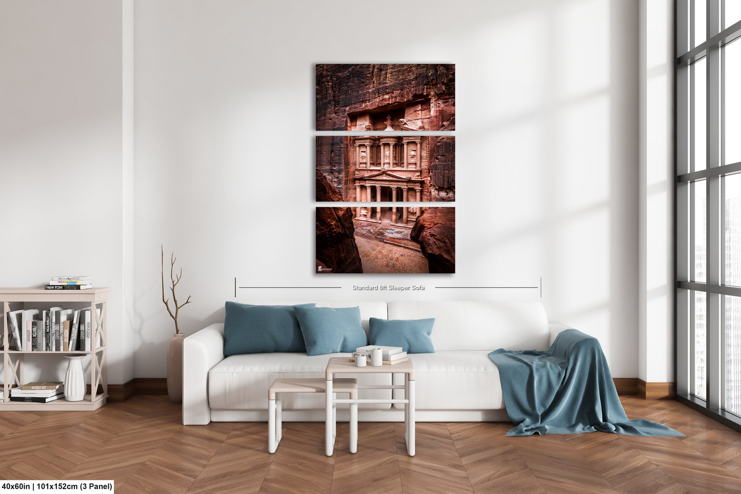 a living room filled with furniture and a large window
