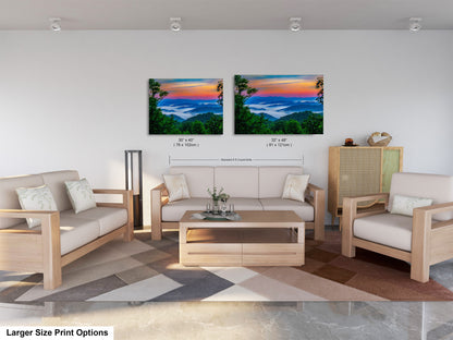 a living room filled with furniture and a painting on the wall