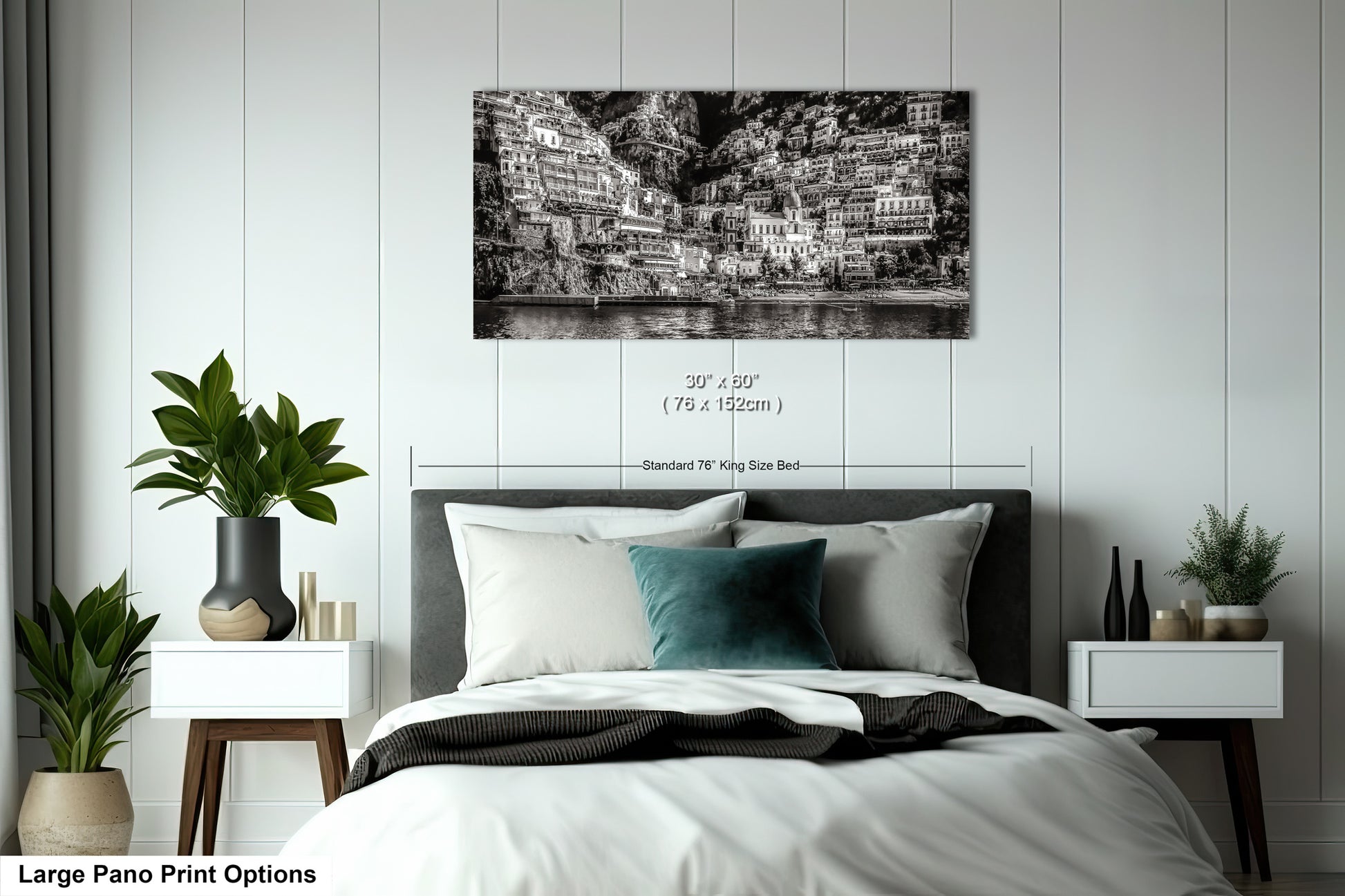a black and white photo of a bed in a bedroom