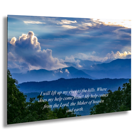 a picture of a mountain range with a bible verse