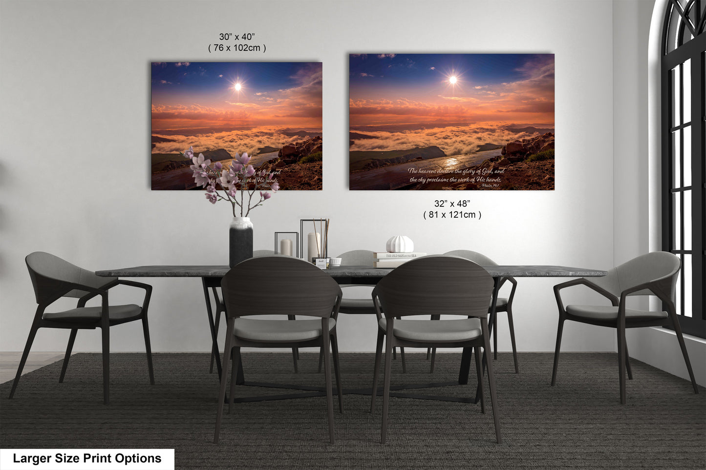 a dining room with a table and chairs